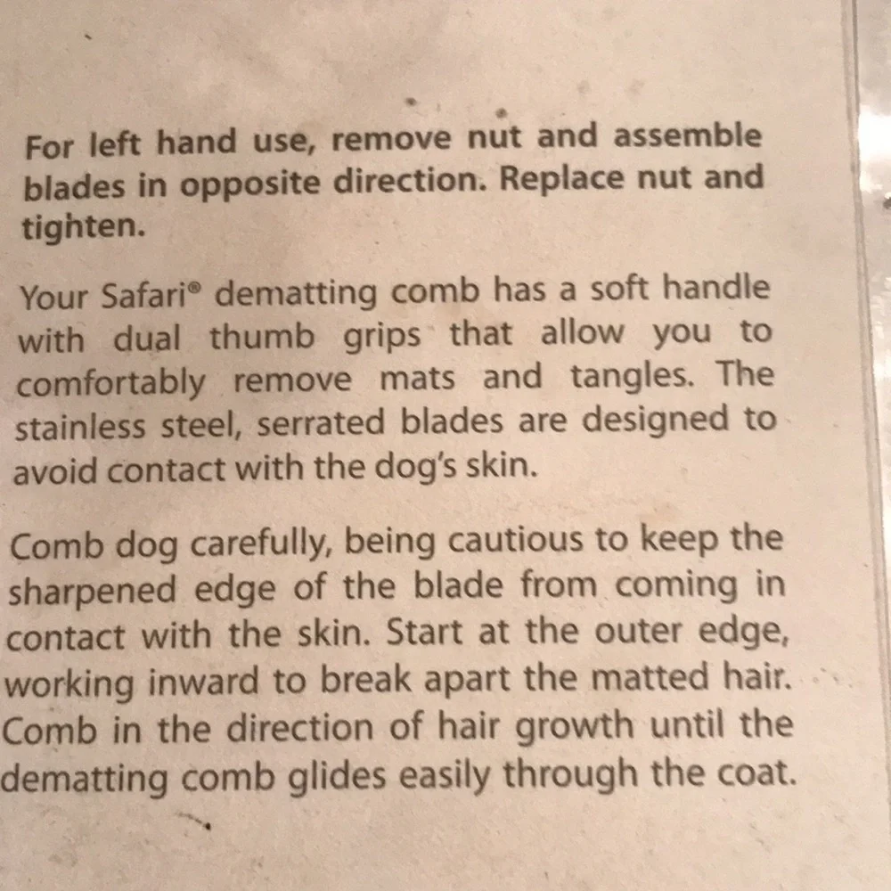 Dematting Comb- Stainless Steel by Safari